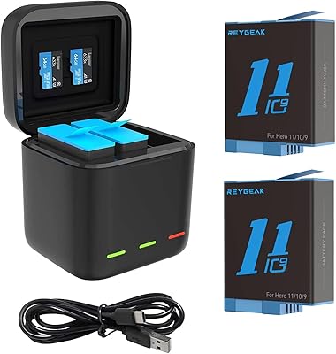 Regic battery charger for Gopro Hero 11 Black Hero 10 Hero 9, 3 -channel portable charger, storage battery, 3 rechargeable hero 11/10/9 pack (charger + 2 x battery).. The future of online shopping in Nigeria is here — welcome to DIAYTAR.