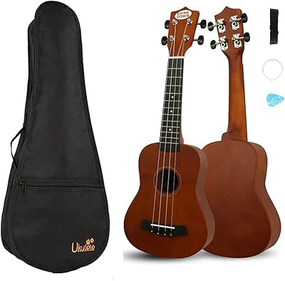 Set of ukulele in black shinedown spruce 21 "with case, strap, mediators and additional strings (brown with bag).. Shop with purpose at DIAYTAR NIGERIA and receive products at unbeatable prices within the week.