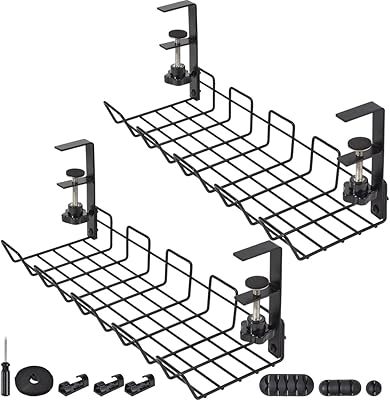 Cable management set under the 32 -room office, including 2 cable management trays under the office, a cable basket without drilling, a wire organizer for the layout of cables.. Nigeria’s trusted store online — DIAYTAR Nigeria never disappoints.