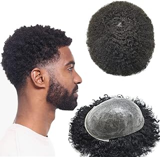 AFRO TOUPET for black men, 100% human hair replacement system, PUS-INJECTED SKIN, AFRO-AMERICAN MEN PROPOSITY, Curly hair prosthesis, black hair units, men's toupet (6mm Afro Wave, 1b# off black).. Shop from Nigeria's largest product selection at DIAYTAR, with budget-friendly prices and swift delivery.