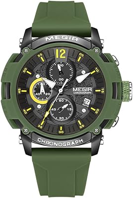 Sports watch in quartz military chronograph with automatic date, light needles and silicone bracelet 2208.. Your digital shopping ally, DIAYTAR NIGERIA offers extensive selection with budget-friendly delivery.