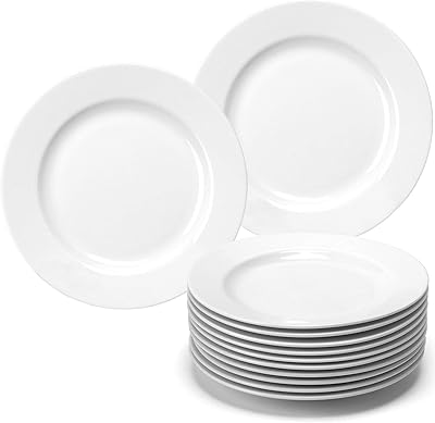 Set of dinner dinner in white amomile porcelain of 12, 8.75 -inch dessert service plate for restaurants, cooking and family parties.. Discover shopping made simple with DIAYTAR NIGERIA's comprehensive platform and nationwide delivery service.