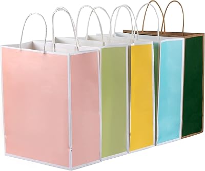 Paper bags 20 pieces, reinforced background and handles - Kraft bags, set of craft gift bags 5 colors, grocery bags and retail (C).. DIAYTAR NIGERIA revolutionizes e-commerce with our affordable prices and dependable delivery timeframes.
