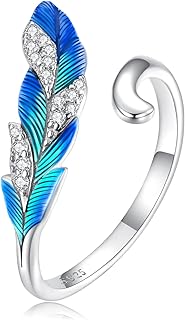 Sterling 925 silver engagement ring with a dazzling blue feathered pattern for women.. Shop smart with DIAYTAR NIGERIA's vast selection and enjoy affordable shipping in just 5-8 days.