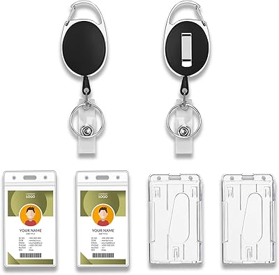 Retractable keychain EMTAM 2, robust carabiner, extension of 60 cm/20 '' with wallet cord, keychain, 2 transparent and waterproof carriers, 2 credit card cases with holes for thumbs (black).. Experience shopping satisfaction with DIAYTAR NIGERIA's vast selection and budget-friendly delivery options.