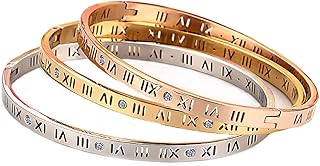 Elegant stainless steel bracelet for women encrusted with rhinestones and Roman numerals, pink gold, gold, silver, 4.5 mm width, 6.7 inches, stainless steel, cubic zircon.. Discover why DIAYTAR NIGERIA is the smart shopper's choice for affordable products delivered nationwide.