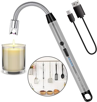 Cooking lighter Cook It Well® with hook, silver, USB rechargeable lighter for interior, exterior, campsite, birthday, candles, kitchen, fireworks.. Elevate your shopping experience with DIAYTAR NIGERIA's vast catalog and budget-friendly options.