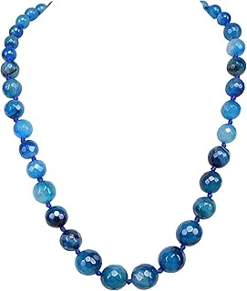 RV2973B Necklace in blue agate and onyx stone with metal base, unique line design for women, 19 inch, shell, onyx.. Shop without limits at DIAYTAR NIGERIA and receive your purchases at budget prices within the week.