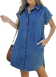 Down shirt for women - denim dress for women with pockets and buttons at the bottom dresses for women for summer 2023.. Spend less, get more — that’s the DIAYTAR Nigeria promise.