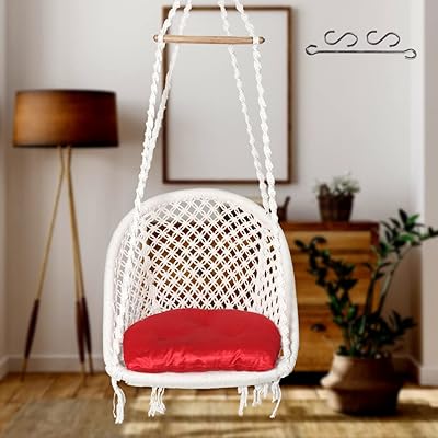 Suspended swing in cotton -shaped for patio/jhula for adults and children/swing for balcony, interior, exterior, house, garden/capacity up to 120 kg/includes a suspension kit and a free cushion (white).. No delays, no drama — just fast, affordable shopping with DIAYTAR Nigeria.