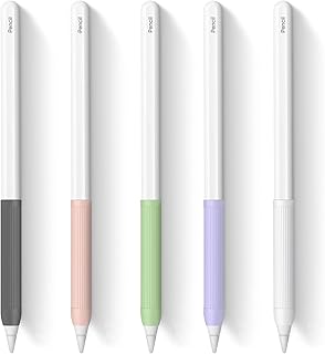 Set of 5 IP-E-NCIL silicone grips compatible with the A-PP-le 1st and 2nd generation pencils, silicone sleeve for ip-e-nCil (black, green, pink, white, purple) (kit 1).. Shop with intention at DIAYTAR NIGERIA, offering thousands of products at budget-friendly prices.