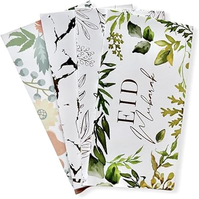Eid Box Eid Mubarak Botanic Envelopes with printing on gifts for gifts, gift cards, eid and Ramadan (lot of 12).. DIAYTAR NIGERIA transforms online shopping with competitive prices and dependable nationwide delivery.