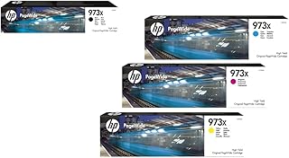 Game of 4 original HP 973x black printer cartridges, Cyan, Magenta and Yellow (L0S07AE, F6T81AE, F6T82AE, F6T83AE).. Navigate through thousands of products at pocket-friendly prices with DIAYTAR NIGERIA's easy-to-use platform.