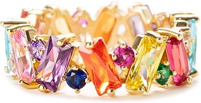 Rainbow Ring Rainbow for women, rainbow ring of gold plated gold, baguette fashion rings, cute rainbow rings, gift jewelry for women.. Embrace a new era of online shopping with DIAYTAR NIGERIA's extensive range and budget-friendly prices.