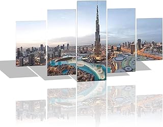 Mojum abstract wall art with 5 panels, long canvas for home and office decoration, ready to hang with wooden and black frame (30 x 60 x 80 cm).. Everyday deals, every category — only on DIAYTAR Nigeria.