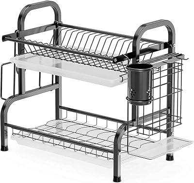 Sabo dish drainer, 2 304 stainless steel dishwashing drainer with usensiles, cutting board and dishwasher for kitchen counter (black).. Shop across boundaries with DIAYTAR NIGERIA's comprehensive catalog delivered nationwide at budget rates.