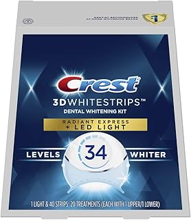 Crest 3D teeth whitening strips, Express Radiant with LED accelerating light, Kit of teeth whitening bands, 40 bands (20).. DIAYTAR NIGERIA combines the largest product selection with affordable prices and reliable delivery.