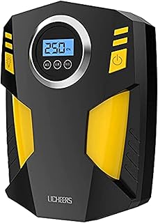 Leshears portable digital tire inflator - 12 V CC air compressor pump with automatic shutdown, LED light and nozzle adapters for precise tire pressure control.. Your digital shopping ally, DIAYTAR NIGERIA offers extensive selection with budget-friendly delivery.