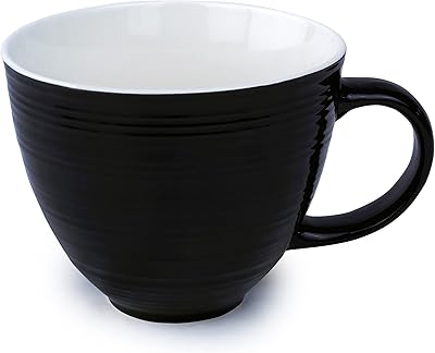 Shallow ceramic cup in porcelain, width 380 ml - 10x9 cm, black.. Save more, wait less — DIAYTAR Nigeria delivers faster than ever.