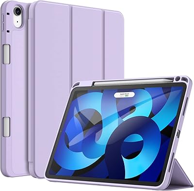 Geetech iPad Air 5/4 (2020/2022 5th generation 10.9 inches) with a-tear holder, support for 2nd stylus loading, fine shell for tablet with flexible TPU back, automatic standby/awakening (light purple)).. DIAYTAR NIGERIA delivers value, variety, and convenience with our nationwide 5-8 day shipping.