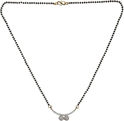 Traditional Indian Indian necklace Mangalsutra gold plated with diamonds and zirconium oxides for women, crystal.. DIAYTAR NIGERIA delivers on our promise of variety, affordability, and prompt nationwide shipping.