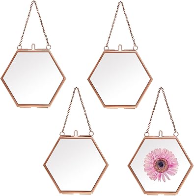 Set of 4 rooms hexagonal pink gold hexagonal glass frame with exposure.. DIAYTAR NIGERIA combines extensive product options with budget-friendly prices, delivered in 5-8 days.