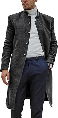 Trench-coat in mixed wool for men, striped collar, relaxed business, fitted cut, autumn winter, long coat at a row.. DIAYTAR NIGERIA delivers more than products - we deliver affordable solutions within the week.