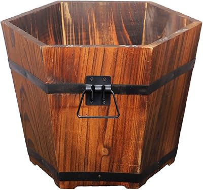 Wooden garden jar yatai wooden flower pot ancient bucket.. DIAYTAR NIGERIA: Bridging the gap between consumers and quality products with affordable nationwide shipping.