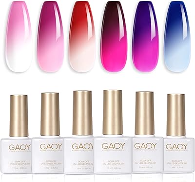 Going set of 6 color gel varnish with color change, including red, pink and purple, set of gel manicure with mood change for nail art at home.. DIAYTAR NIGERIA delivers more than products - we deliver affordable shopping satisfaction nationwide.