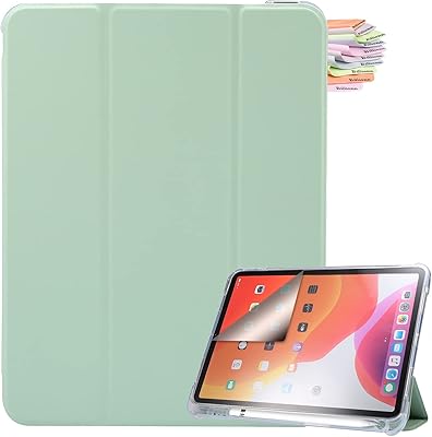 Billion Case for new iPad Air 4th generation 2020 + screen protector, case for new iPad Air 4 10.9 inch 2020 with Stylo holder, intelligent three-part shell with standby/light awakening, light green.. DIAYTAR NIGERIA: Where every purchase is affordable and delivery is always within a week.