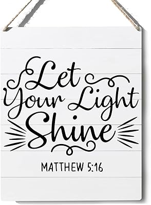 Matthew biblical verse decor 5:16 Christian wooden sign Hanging wall posters 10 "x 8" rustic home office decoration.. DIAYTAR NIGERIA revolutionizes access to quality products with affordable prices and dependable shipping.
