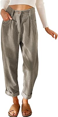 Ribbed velvet pants for women, high waist relaxed pants, straight leg, loose and comfortable with pockets, a khaki03, 16.. Experience the joy of discovery with DIAYTAR NIGERIA's vast catalog and nationwide affordable delivery.