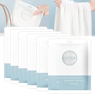Almekaquz Disposable towels Set of 6 bath towels Individual Portable Pure Pure Cotton Display White White Bathroom Towels Disposable Hair Towels for Camping Travel (towel + bath towel).. DIAYTAR NIGERIA delivers more than purchases - we deliver affordable shopping solutions within the week.