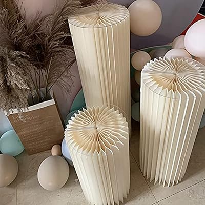 Folding displays column of paper column for wedding decorations, engagement and birthday party (creamy white, l+xl+xxl (12 inch depth))).. Shop from anywhere in Nigeria and receive your DIAYTAR purchases at affordable prices within a week.