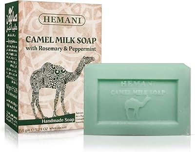 Hemani camel milk soap with rosemary and mint - rich in antioxidants and vitamin C, repairs damaged cells of the skin, softens the skin, prevents wrinkles and hydrates the skin.. DIAYTAR NIGERIA: Where shopping is affordable, selection is vast, and delivery is always reliable.
