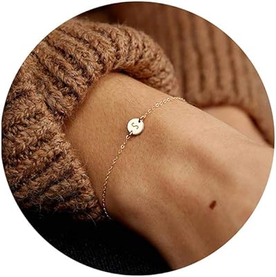 Personalized Initial Bracelet Glimmerst, Elegant Bracelet in 18 -carat gold stainless steel, charms bracelet with coin, Delicate bracelet with disc name for women and girls.. DIAYTAR NIGERIA brings online shopping to every Nigerian with affordable prices and reliable shipping.