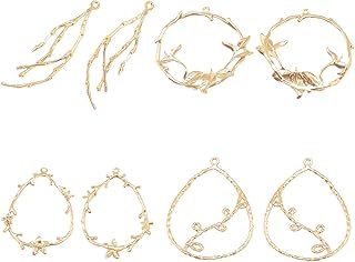 16 pieces 4 types of pendant in real brass brass 18 -carat plated circular circular pendant in the shape of tears with loops for the manufacture of jewelry and necklaces.. DIAYTAR NIGERIA brings the market to your fingertips with affordable prices and swift delivery services.