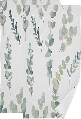 Patina Lot of 2 hand towels in the shape of green leaves for bathroom - Sarrian blue eucalyptus branches - Soft and absorbing bath towels - White kitchen tea towels - Decorative bathroom towels, hair, guests, gym, spa 14.. Discover more ways to save — every day on DIAYTAR Nigeria.