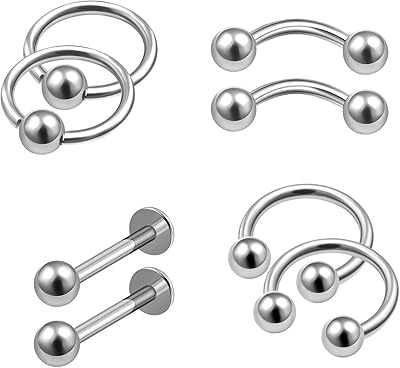 8pcs Labret Earrings in 18g steel, earrings in horse -shaped bent pearls, jewelry of eyebrow piercing, 3 mm ball, more options.. DIAYTAR NIGERIA makes quality accessible with our diverse product range and dependable delivery service.