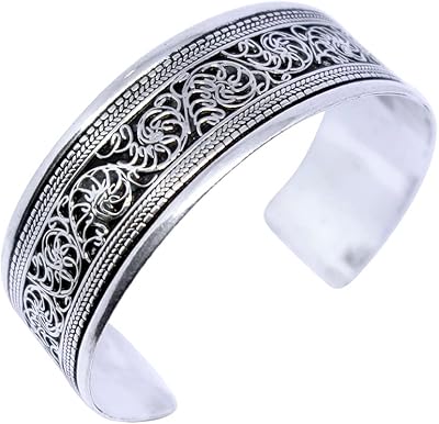 Bohemian bracelet for men and women, fashion designer bracelet, wide hand -made bracelet, silver plated bracelet, classic rush jewelry, ideal for wrist size: 6.5.. Shop across boundaries with DIAYTAR NIGERIA's comprehensive platform and budget-friendly delivery.