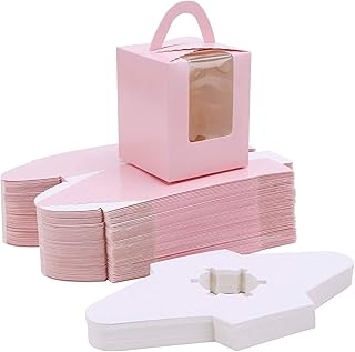 25 parts containing pink cupcakes, gift boxes with window filling handle for wedding candy boxes (pink).. Find quality and variety without breaking the bank — only on DIAYTAR Nigeria.