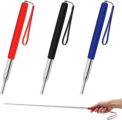 Pack of 3 retractable portable indicators and Hanson whiteboard for instructor, trainer and presenter in class, extends up to 99 cm (black, red, blue).. DIAYTAR NIGERIA: Where shopping is affordable, selection is vast, and delivery is always reliable.