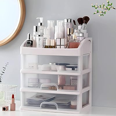 Makeup organizer with 3 drawers, to store cosmetics, brushes, lotions, lipsticks and jewelry for women and girls (3 drawers - white).. Discover why thousands choose DIAYTAR NIGERIA for affordable products delivered in less than a week.