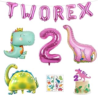 2nd anniversary festival decorations of pink dinosaurs girls, Dinosaur Rex's birthday supplies, 2 mail balloons, 2 decorations of cakes in dinosaur rex for girls.. Make shopping fun and stress-free with DIAYTAR Nigeria.
