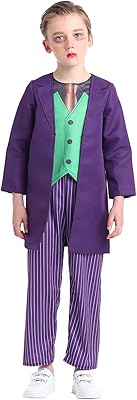 Scary clown halloween costume for children, joker costume for boys with accessories, purple.. DIAYTAR NIGERIA revolutionizes online shopping with competitive prices and reliable 5-8 day delivery.