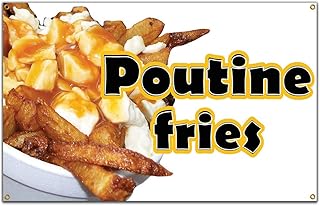Poutine fries banner 36 "x 60" banner in robust vinyl of 13 oz with eyelets on one side.. DIAYTAR NIGERIA revolutionizes online shopping with competitive prices and reliable 5-8 day delivery.