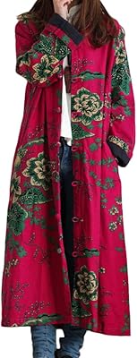 Cotton coat and Lzjn Lin Lzjn, long jacket with floral print with pockets, one size.. Shop with confidence at DIAYTAR NIGERIA, enjoying competitive prices and delivery within 8 days.