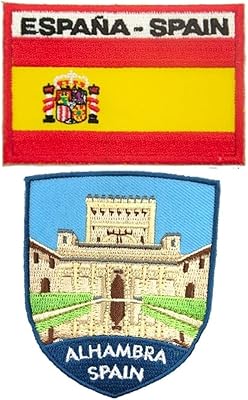 A -ONE 2 pcs Pack - Embroidery of the historic site of the Alhambra palace + flag of the country of Spain, pomegranate monument, Arab architecture, world heritage, cultural patch for bags, backpack for laptop, memory of travel no.249c.. Discover why millions choose DIAYTAR for affordable online shopping with delivery in just 5-8 days.