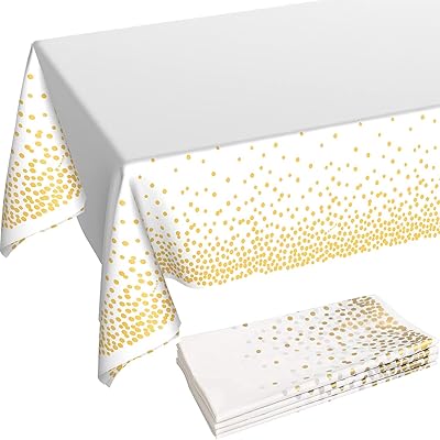 Arabest white and gold party tables - 54 x 108 inches, disposable tablet in rectangular plastic with golden polka dots for weddings, engagement, birthday, Christmas, barbecue.. Discover a world of choices with DIAYTAR NIGERIA's extensive marketplace and prompt shipping service.