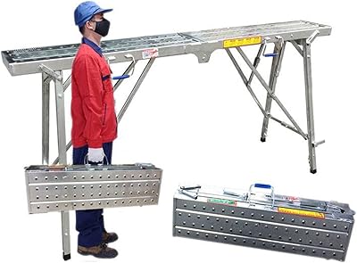Hiyougo adjustable work platform, portable foldable scaffolding, robust aluminum scaffolding for roof cleaning, paint, car washing, maximum charging weight of 298 kg (color: metal, size: 140 x 25 cm).. Shop confidently with DIAYTAR NIGERIA's vast product range and budget-friendly nationwide shipping.